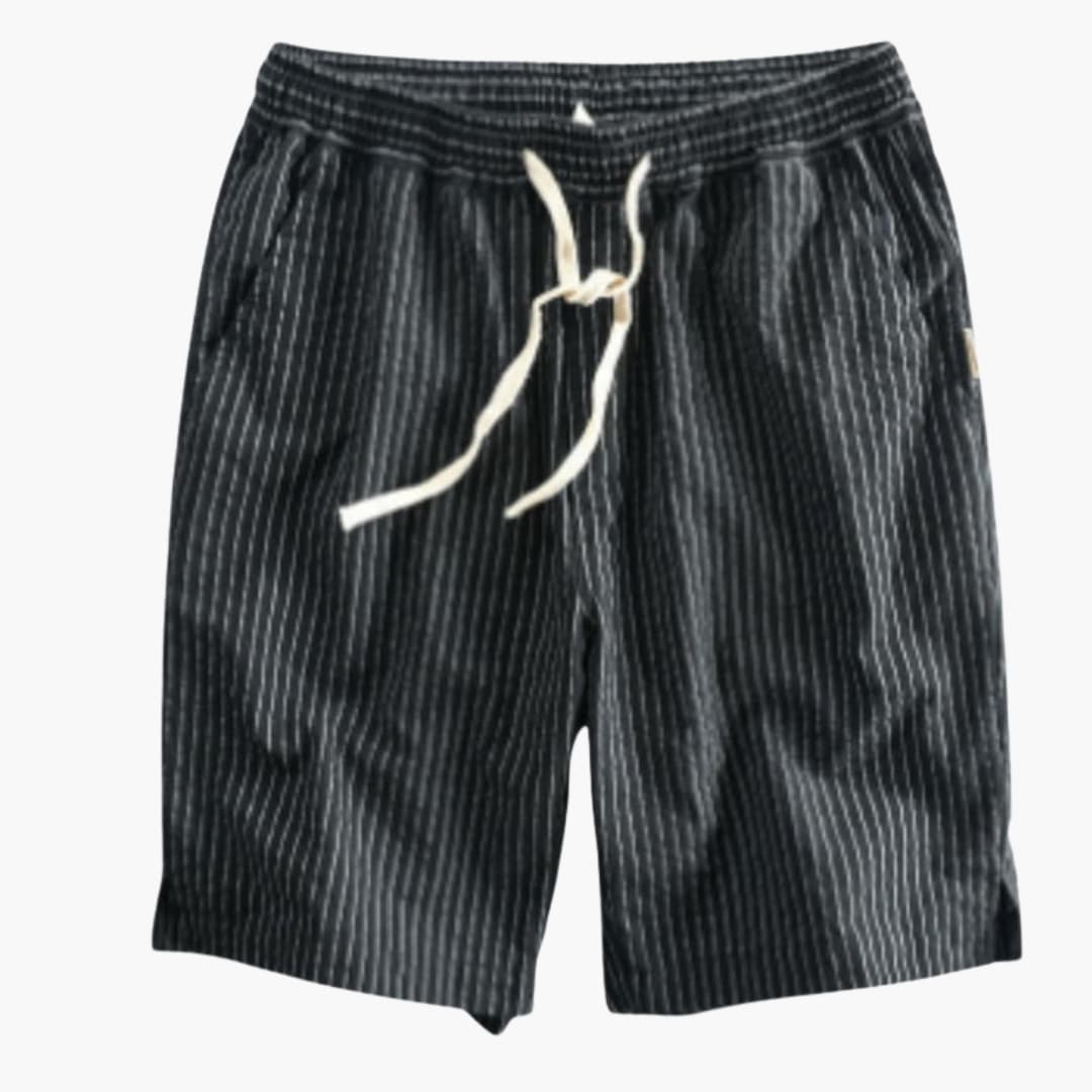 Men's Striped Shorts Elastic Waistband Side Pockets - VibreMode