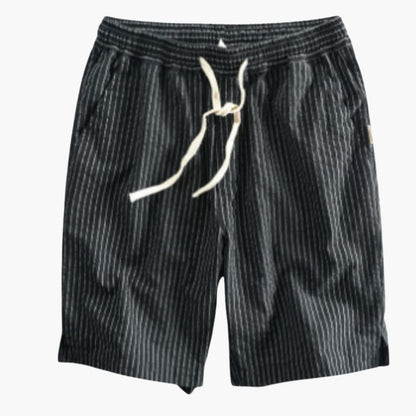 Men's Striped Shorts Elastic Waistband Side Pockets - VibreMode