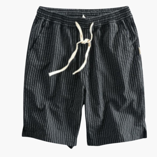 Men's Striped Shorts Elastic Waistband Side Pockets - VibreMode