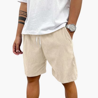 Men's Textured Shorts Elastic Waist Black