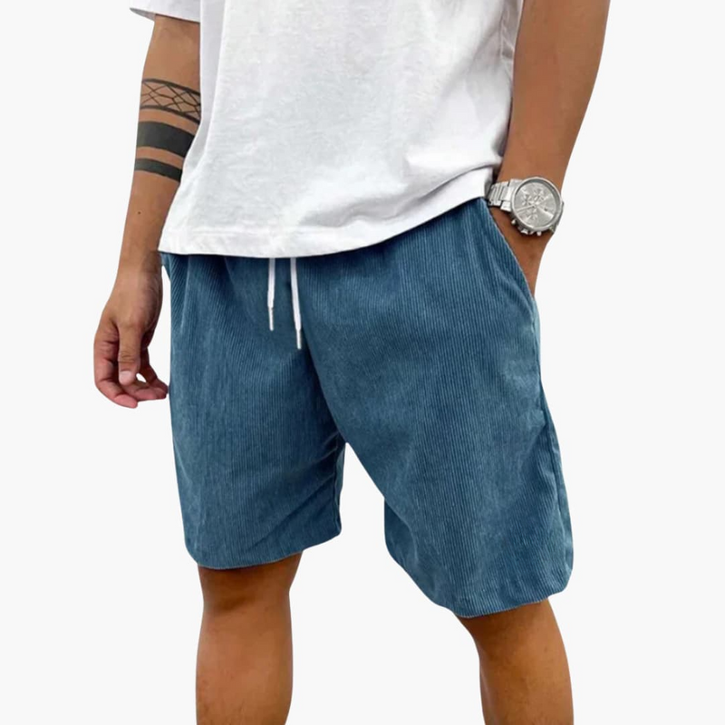 Men's Textured Shorts Elastic Waist Black