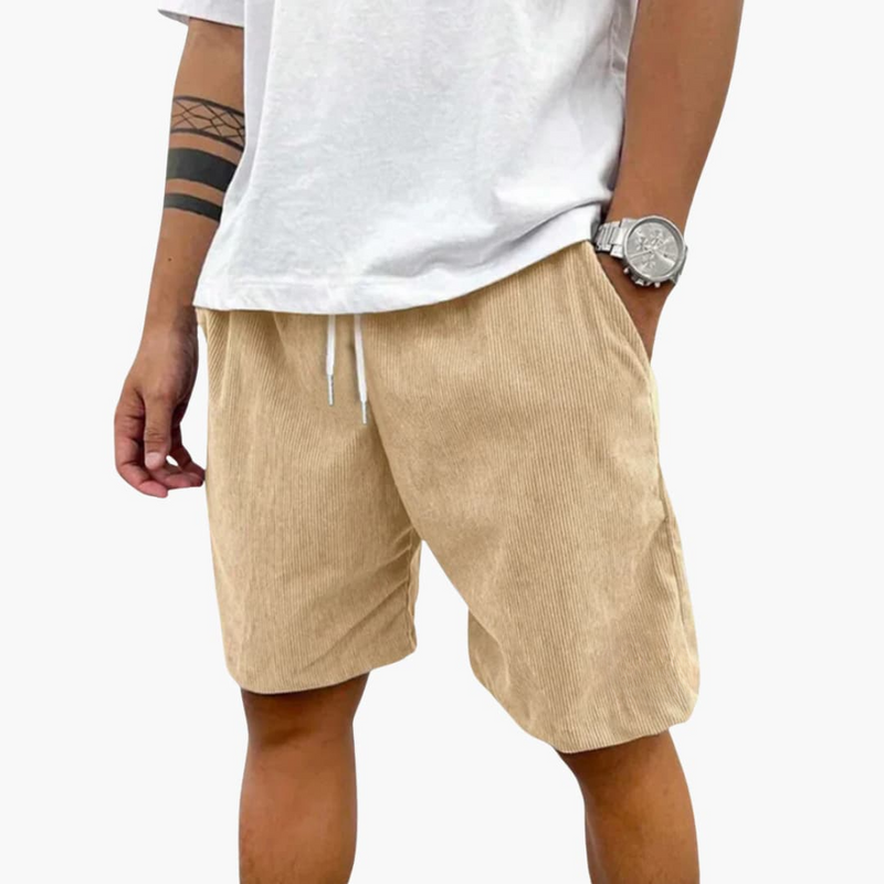 Men's Textured Shorts Elastic Waist Black - VibreMode