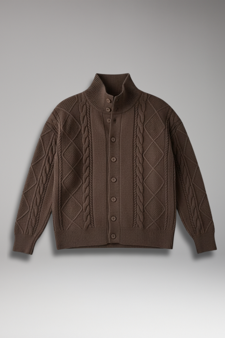 Men's Knit Cardigan Button Front Ribbed - VibreMode