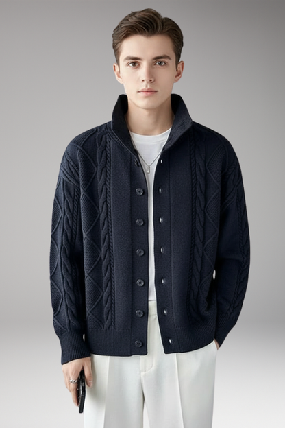 Men's Knit Cardigan Button Front Ribbed