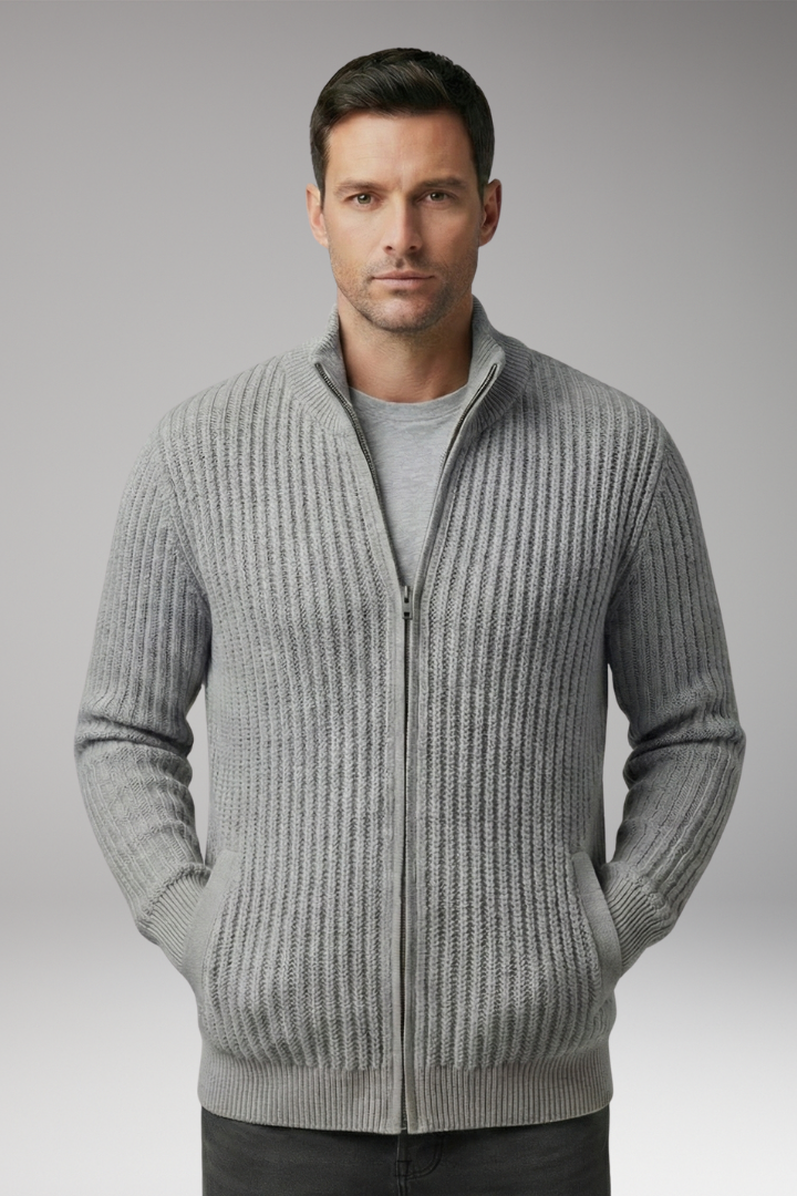 Men's Striped Knit Cardigan