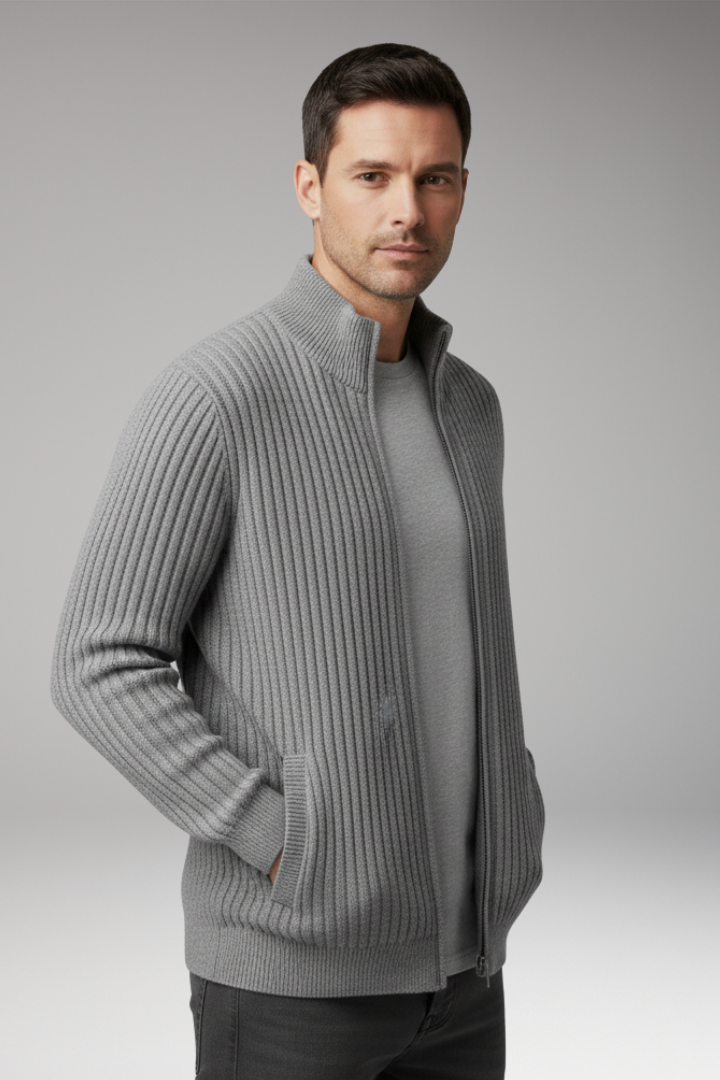 Men's Striped Knit Cardigan