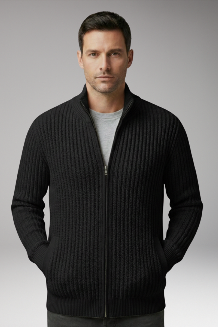 Men's Striped Knit Cardigan