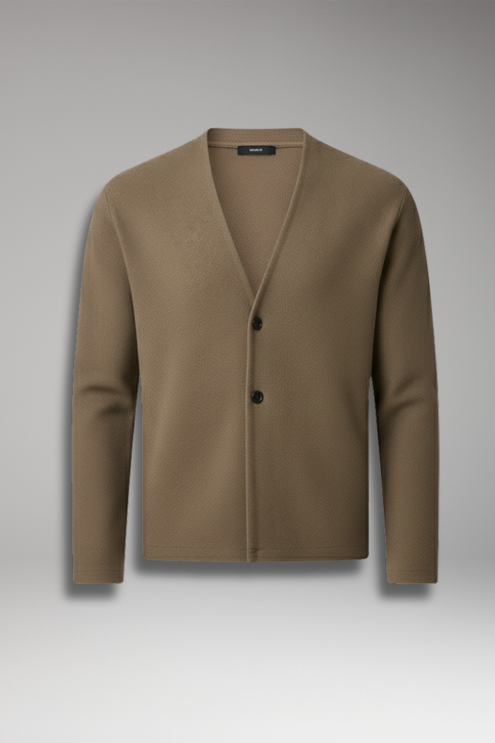 Men's Knit Cardigan Ribbed Two Button - VibreMode