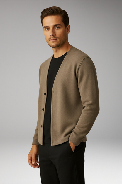 Men's Knit Cardigan Ribbed Two Button