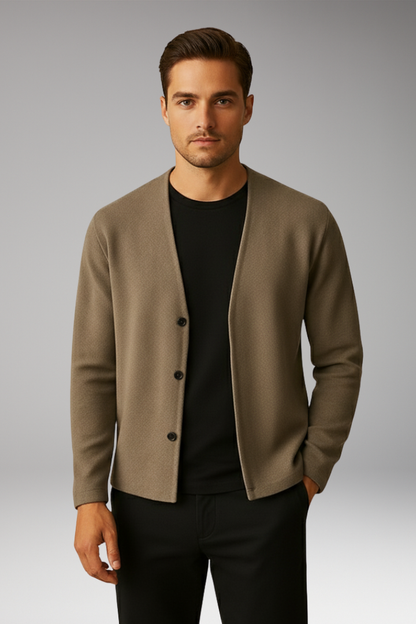 Men's Knit Cardigan Ribbed Two Button