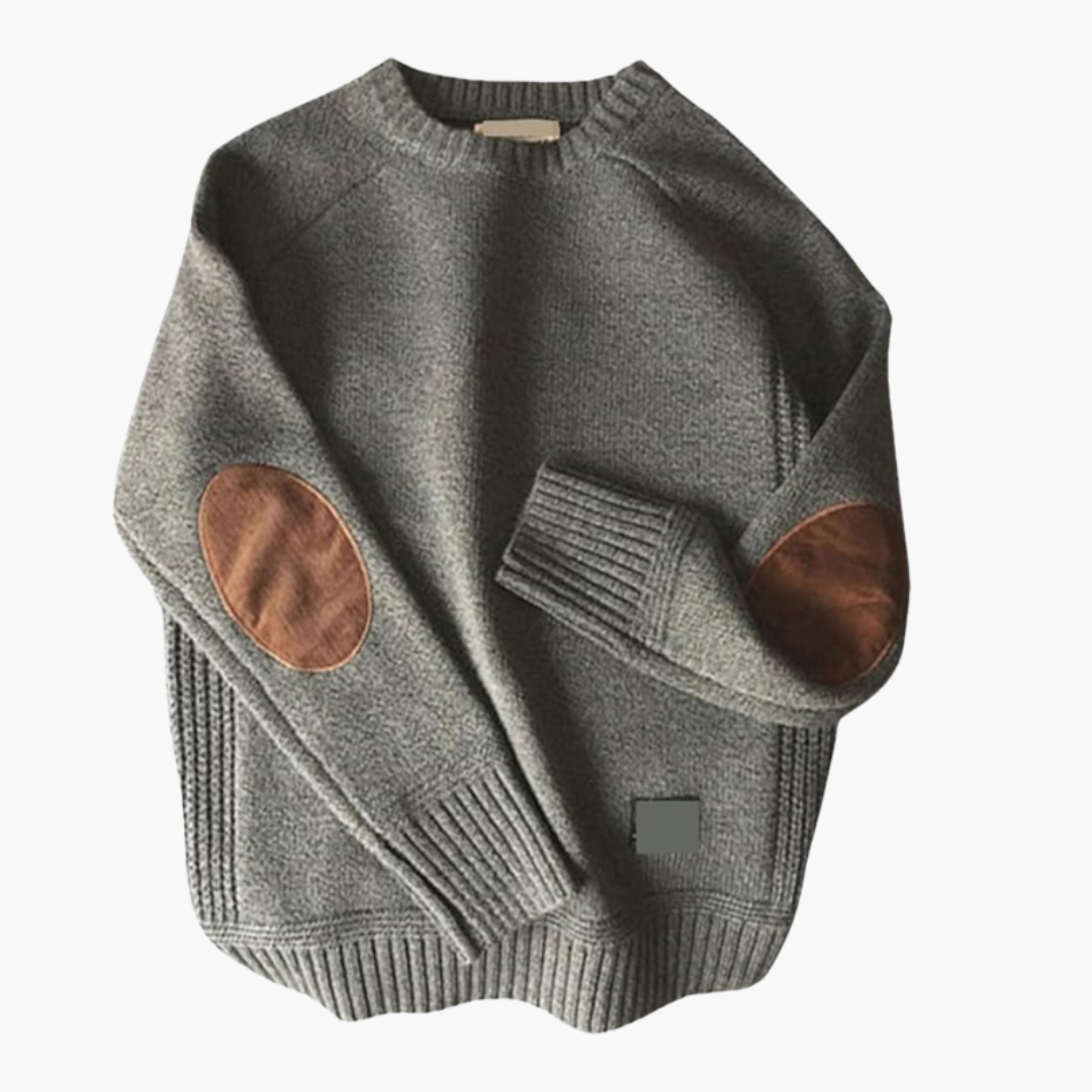Men's Knit Sweater Long Sleeves Elbow Patches