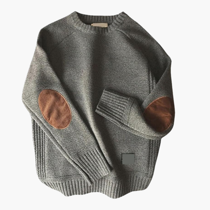 Men's Knit Sweater Long Sleeves Elbow Patches