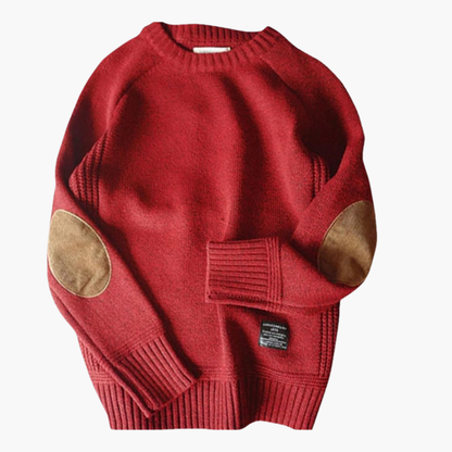 Men's Knit Sweater Long Sleeves Elbow Patches
