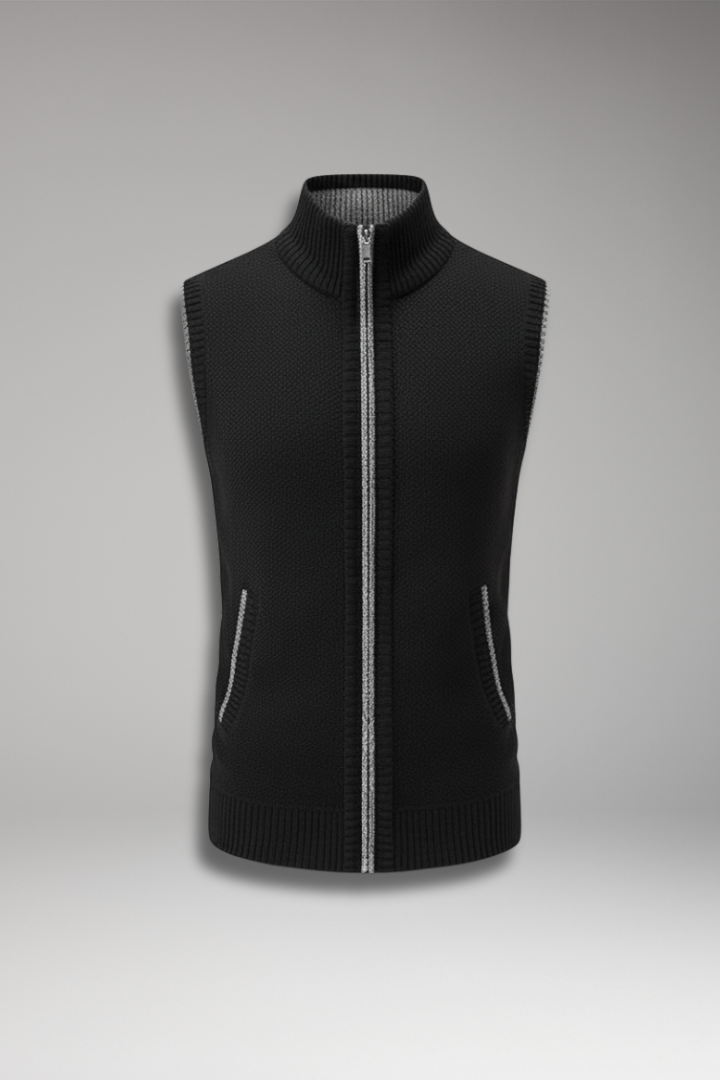 Men's Turtleneck Knit Vest Zipper Front - VibreMode
