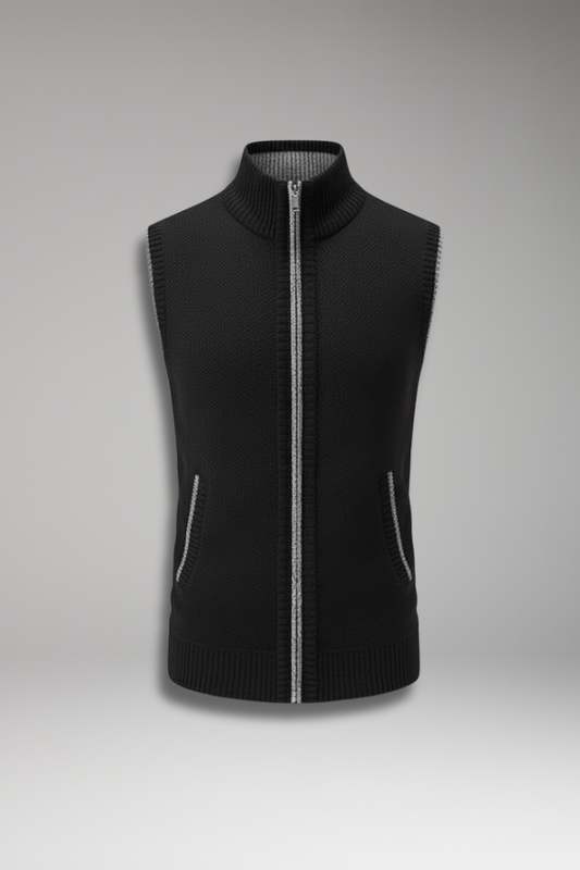 Men's Turtleneck Knit Vest Zipper Front - VibreMode