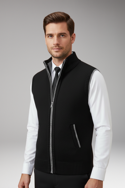 Men's Turtleneck Knit Vest Zipper Front