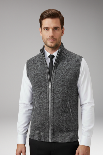 Men's Turtleneck Knit Vest Zipper Front