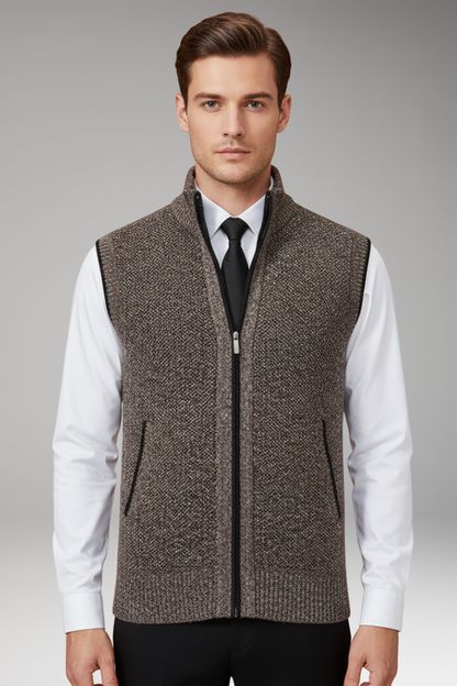 Men's Turtleneck Knit Vest Zipper Front