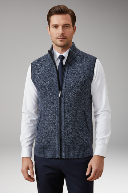Men's Turtleneck Knit Vest Zipper Front