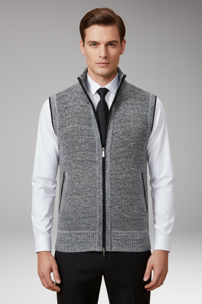 Men's Turtleneck Knit Vest Zipper Front