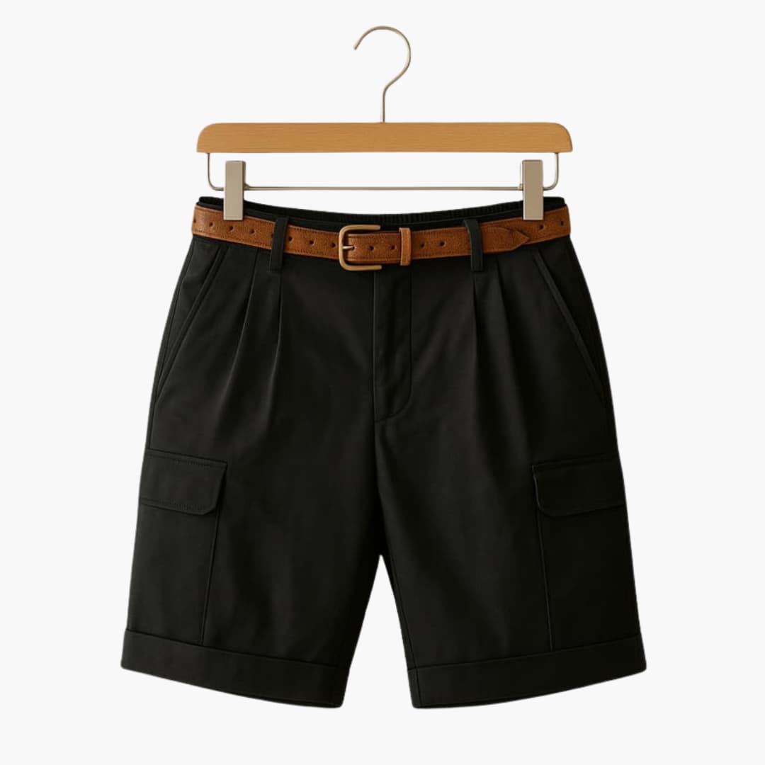 Men's Linen Blend Cargo Shorts Pleated