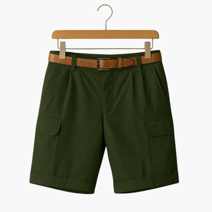 Men's Linen Blend Cargo Shorts Pleated