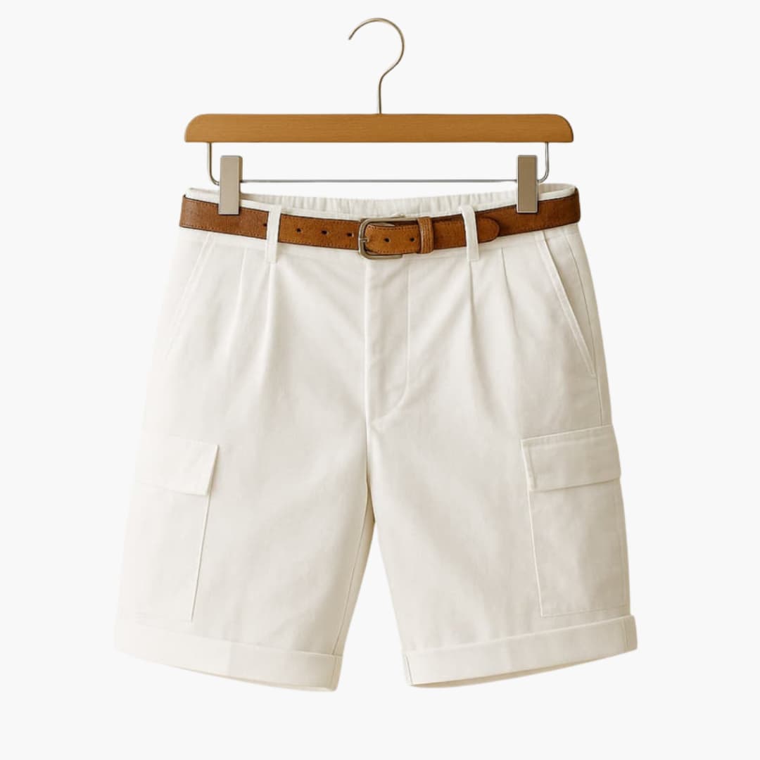 Men's Linen Blend Cargo Shorts Pleated - VibreMode
