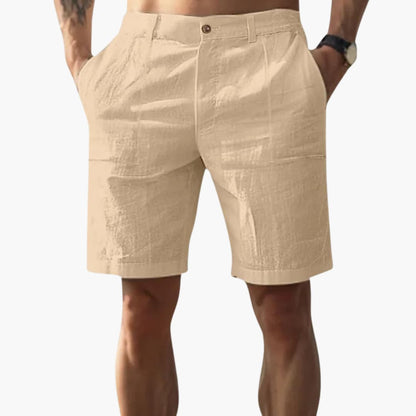 Men's Linen Shorts Zipper Closure Side Pockets