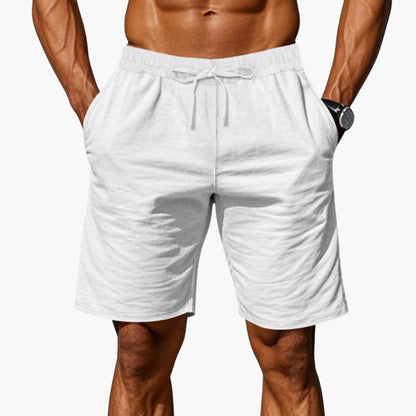 Men's Linen Shorts Elastic Waist Straight Hem - VibreMode