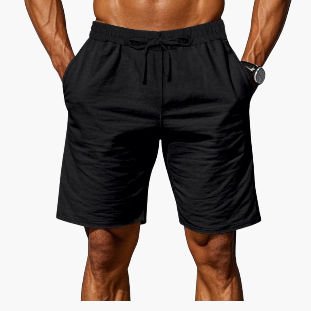 Men's Linen Shorts Elastic Waist Straight Hem