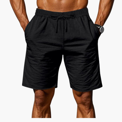 Men's Linen Shorts Elastic Waist Straight Hem