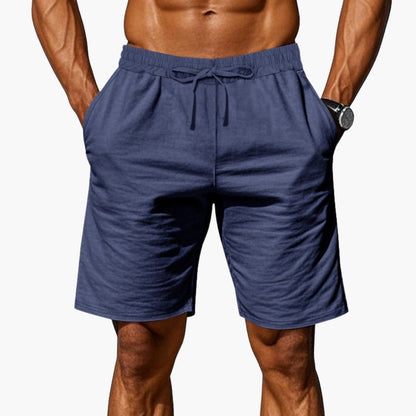 Men's Linen Shorts Elastic Waist Straight Hem