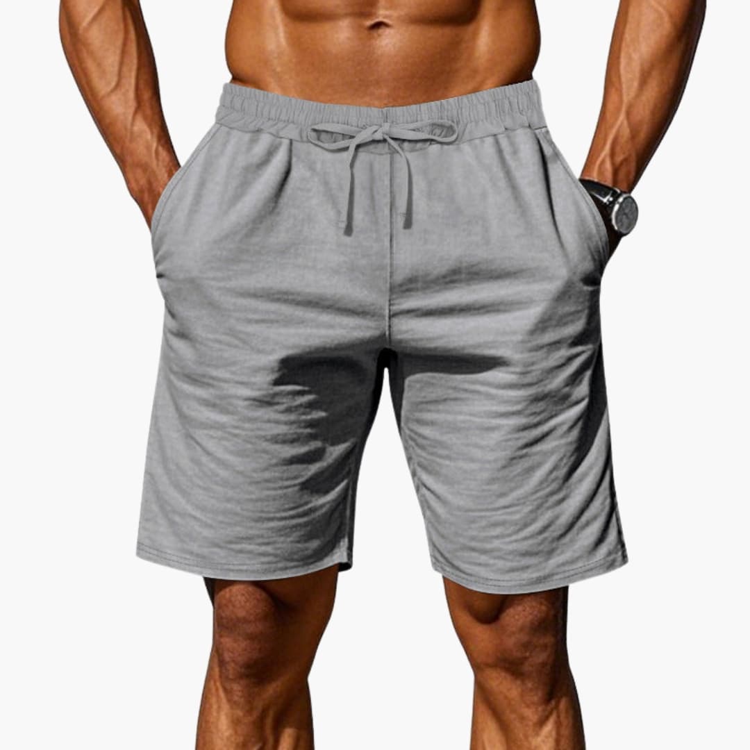 Men's Linen Shorts Elastic Waist Straight Hem