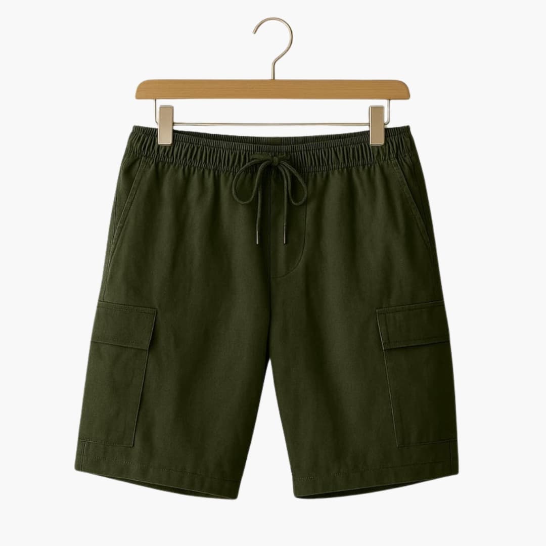 Men's Linen Cargo Shorts Elastic Waistband
