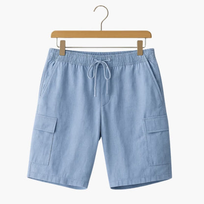 Men's Linen Cargo Shorts Elastic Waistband