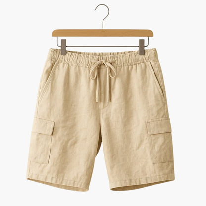 Men's Linen Cargo Shorts Elastic Waistband