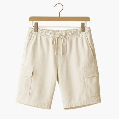 Men's Linen Cargo Shorts Elastic Waistband - VibreMode