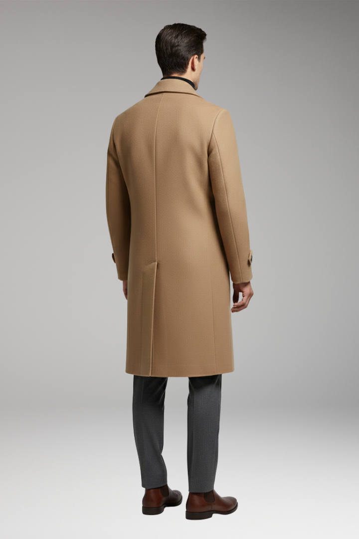 Men's Long Coat Notched Collar Double Breasted