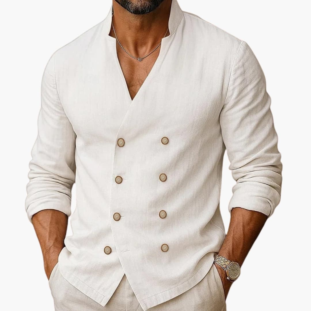 Men's Long Sleeve Button Down Shirt Double Placket