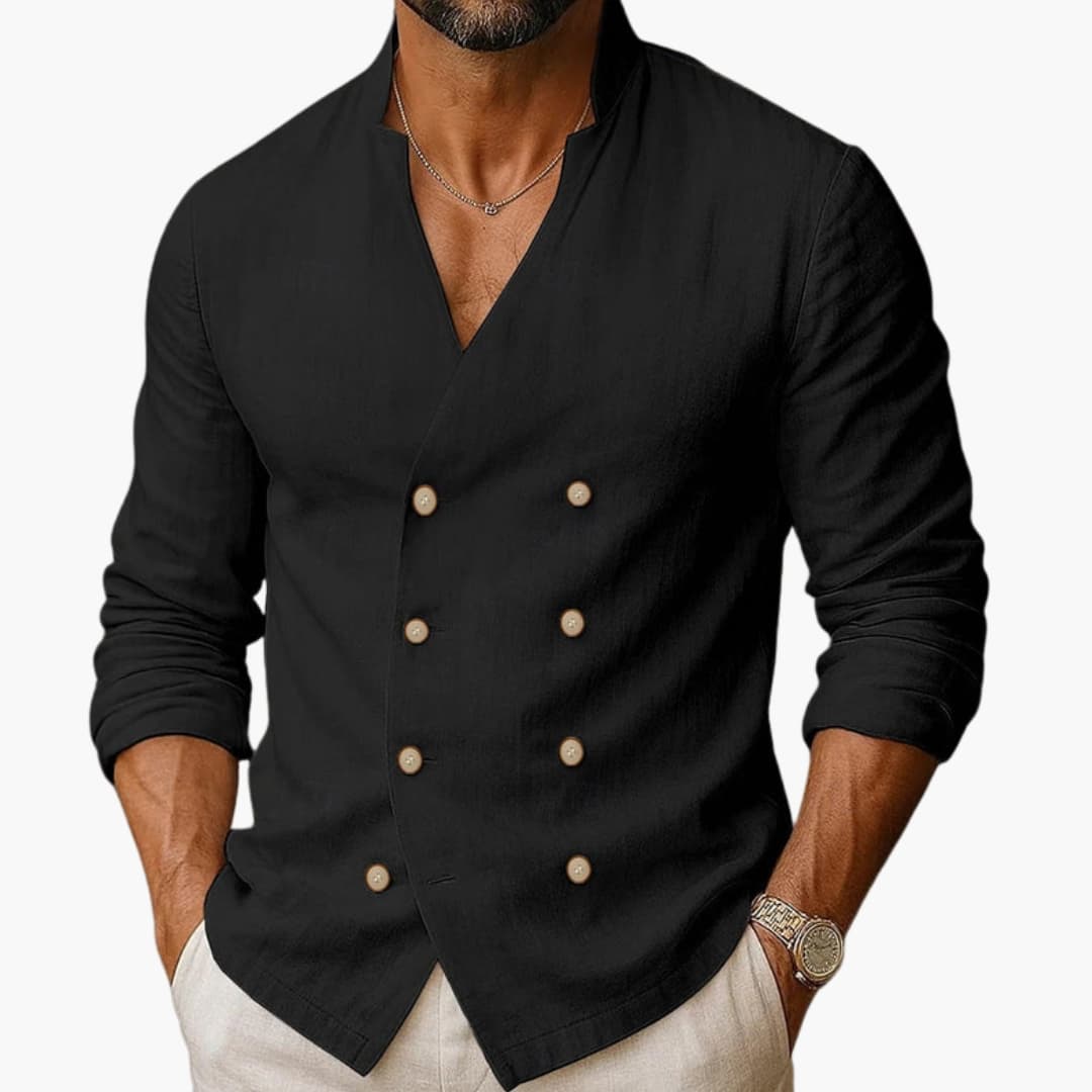 Men's Long Sleeve Button Down Shirt Double Placket