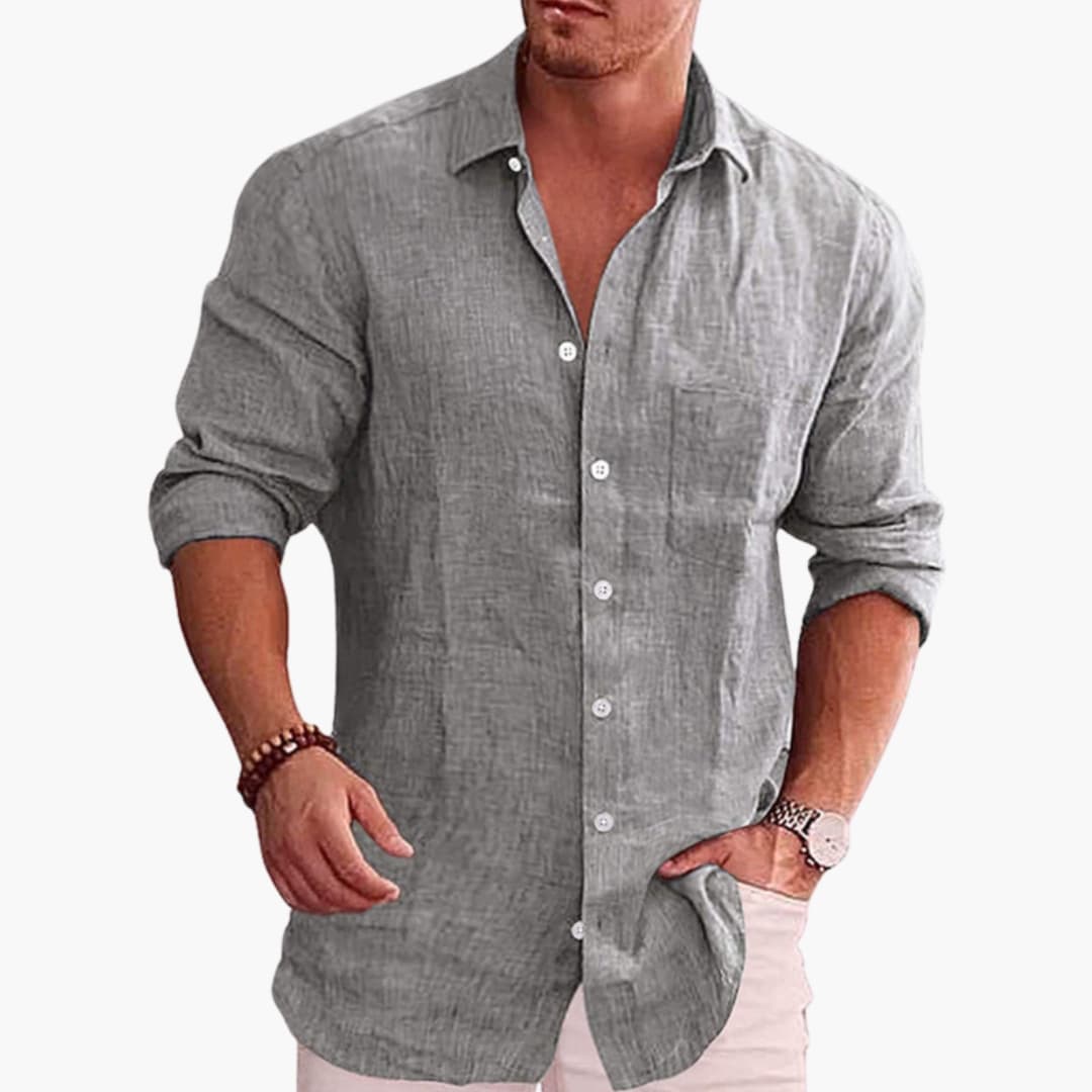 Men's Long Sleeve Button Down Shirt Pointed Collar