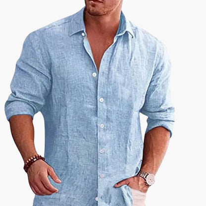 Men's Long Sleeve Button Down Shirt Pointed Collar - VibreMode