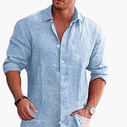 Men's Long Sleeve Button Down Shirt Pointed Collar - VibreMode