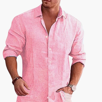 Men's Long Sleeve Button Down Shirt Pointed Collar