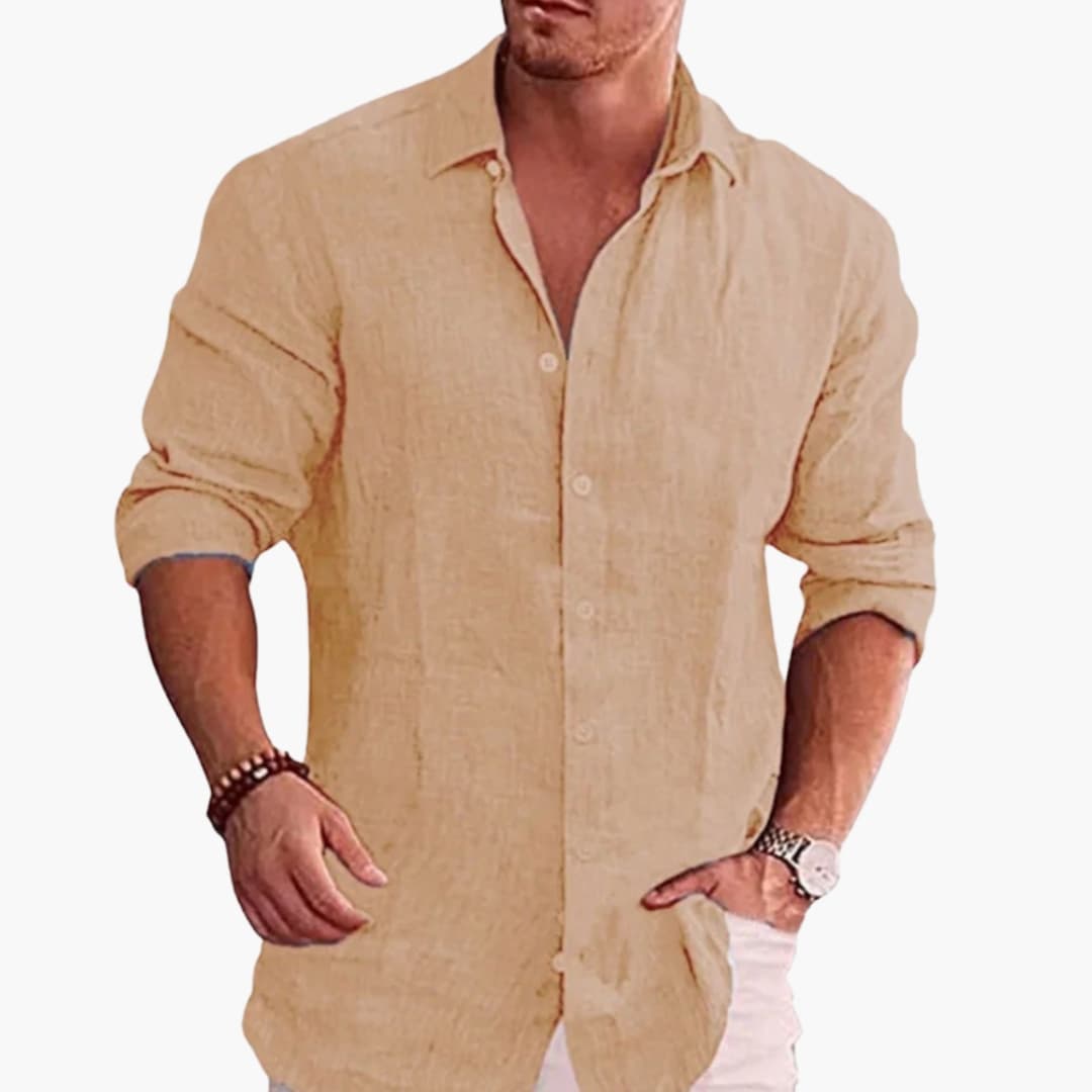 Men's Long Sleeve Button Down Shirt Pointed Collar