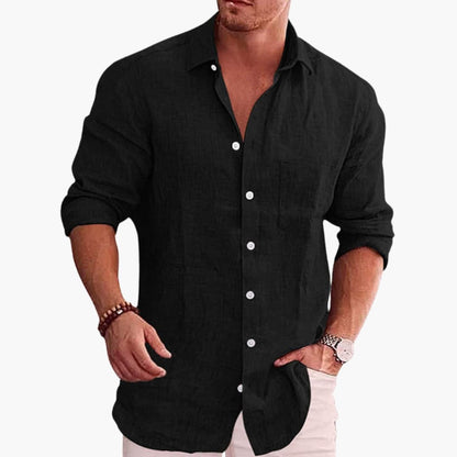 Men's Long Sleeve Button Down Shirt Pointed Collar