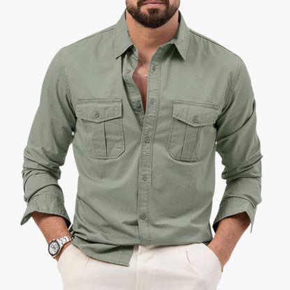 Men's Long Sleeve Button Down Shirt Cotton