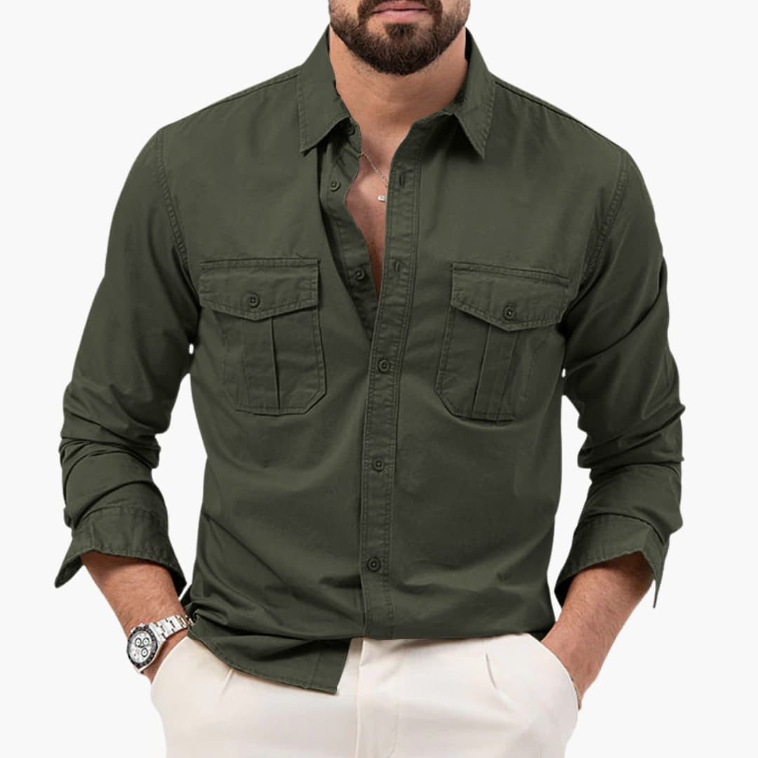 Men's Long Sleeve Button Down Shirt Cotton