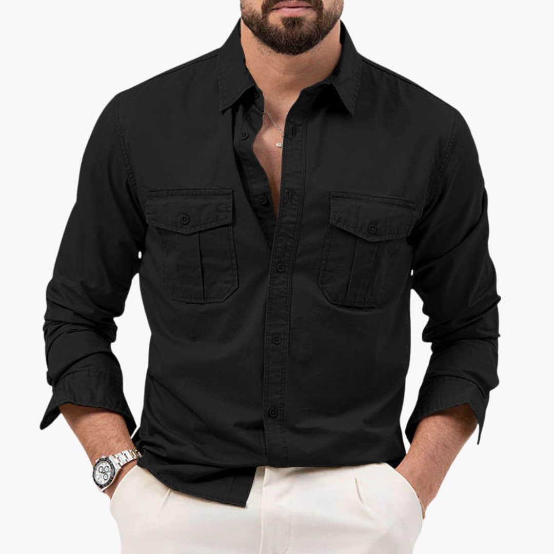 Men's Long Sleeve Button Down Shirt Cotton - VibreMode