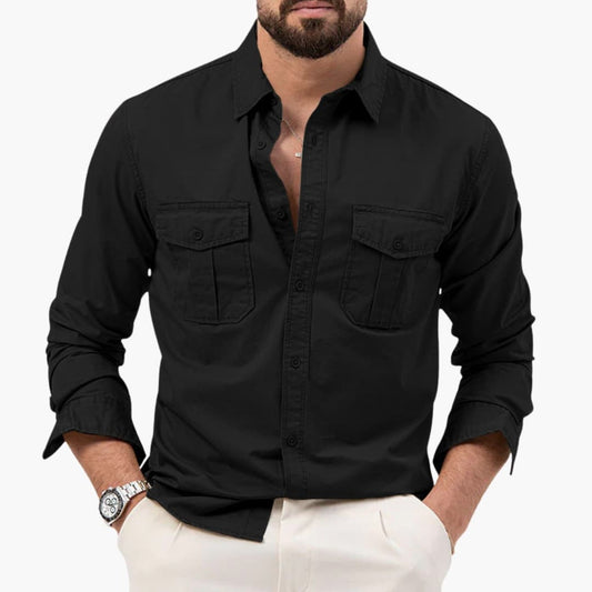 Men's Long Sleeve Button Down Shirt Cotton - VibreMode